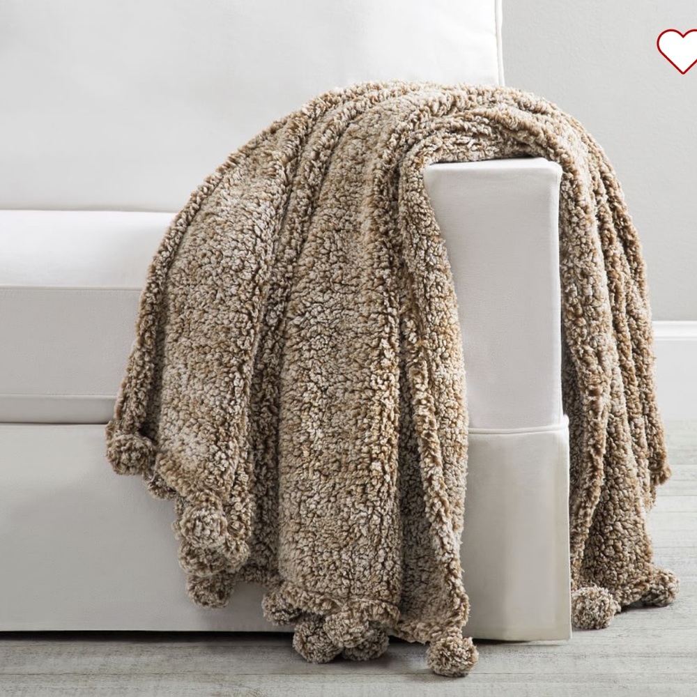 Pottery Barn Cozy Pom Pom Sherpa Throw